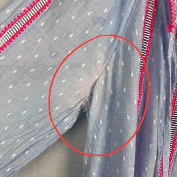 Lilly Pulitzer Top Mardi Long Sleeve Chambray Peasant Blouse Beachy Vacation - Picture 6 of 10